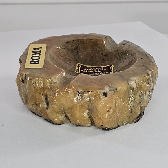 Vintage Genuine Alabaster Hand Carved Ashtray Italy Mid Century - Picture 4 of 8